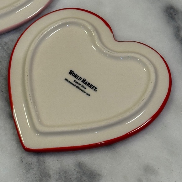 World Market Set of 2 Ceramic Heart Coasters Or Trivet - Picture 4 of 5